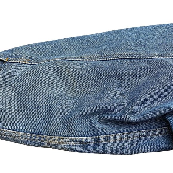 Eddie Bauer Men's Sz M Medium Plaid Flannel Lined Denim Trucker Jacket Coat Vntg - Picture 5 of 9